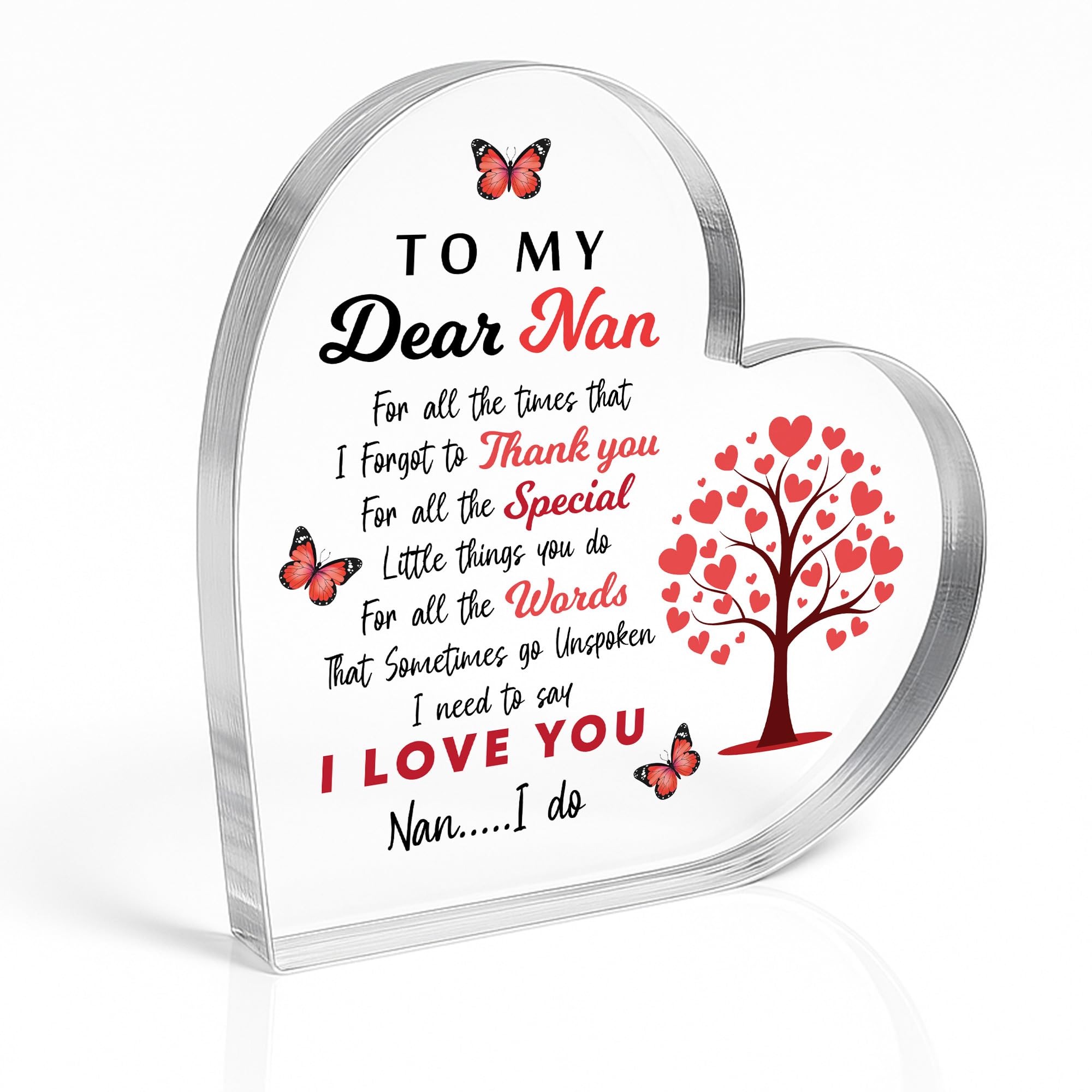 Red Ocean Dear Nan For Christmas Birthday Thank You For Nan From Granddaughter Grandson Plaque Novelty Keepsake