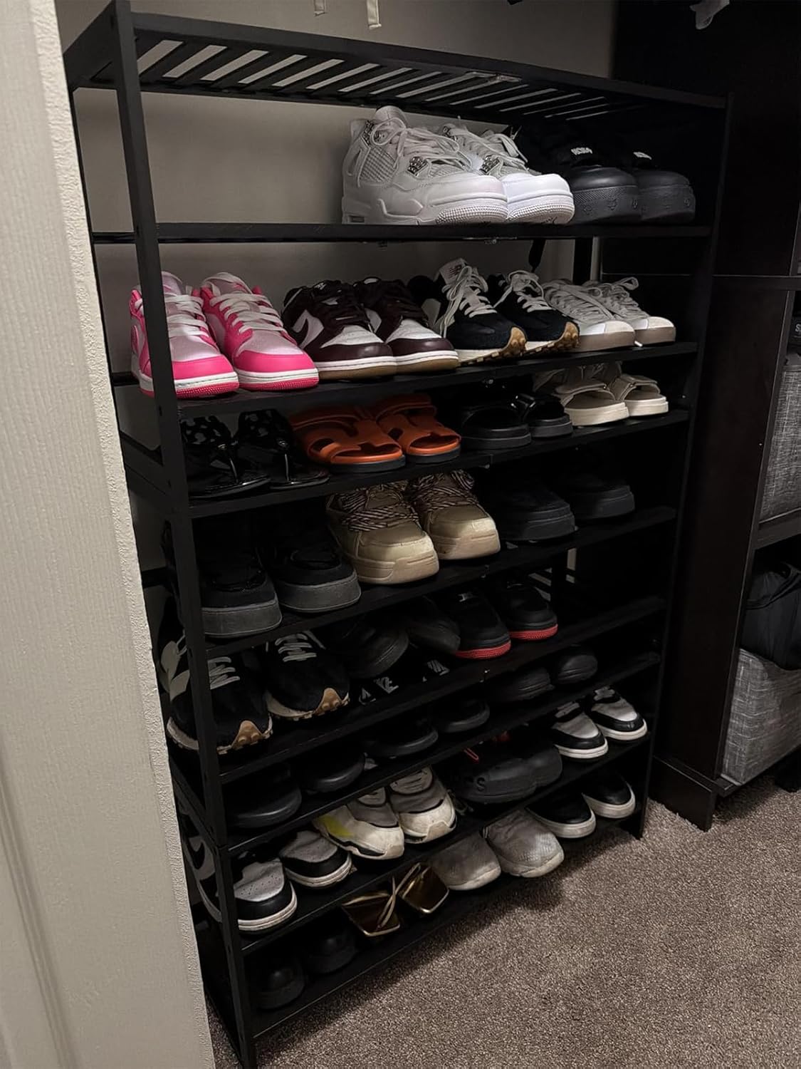 Shoe Rack Bamboo 5 Tier Shoe Organizer, Storage 20-25 Pairs for Closet Entryway, Stackable Large Tall Shoe Shelf Holder Stand Cubby for Door Hallway Bedroom Garage