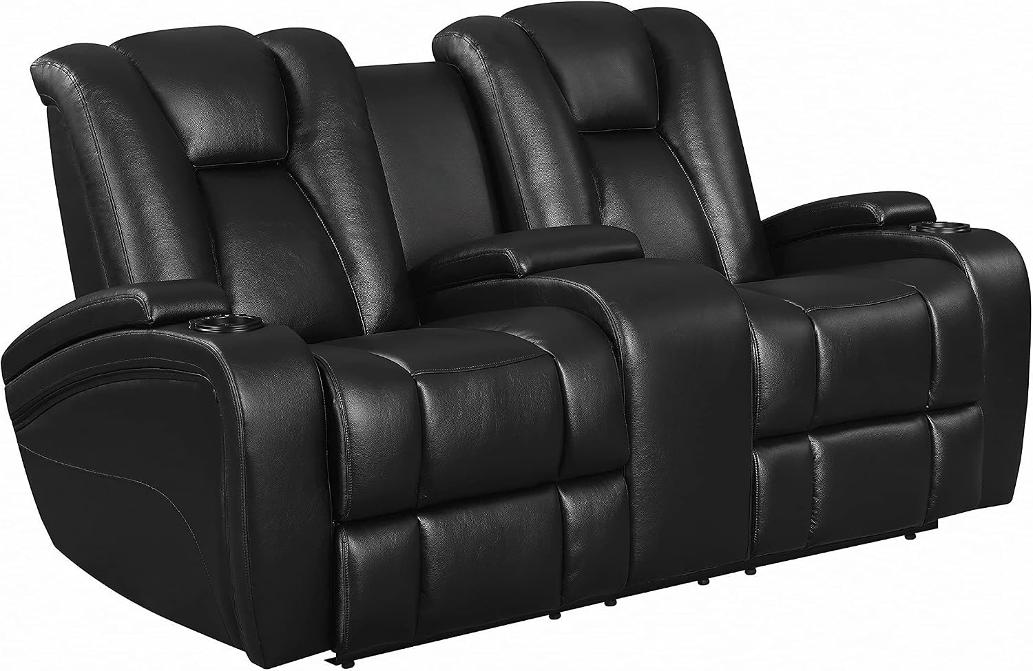 Coaster Home Furnishings Delange Reclining Power Loveseat with Adjustable Headrests and Storage in Armrests Black, 73” W x 40” D x 23” H (CO-601742P)