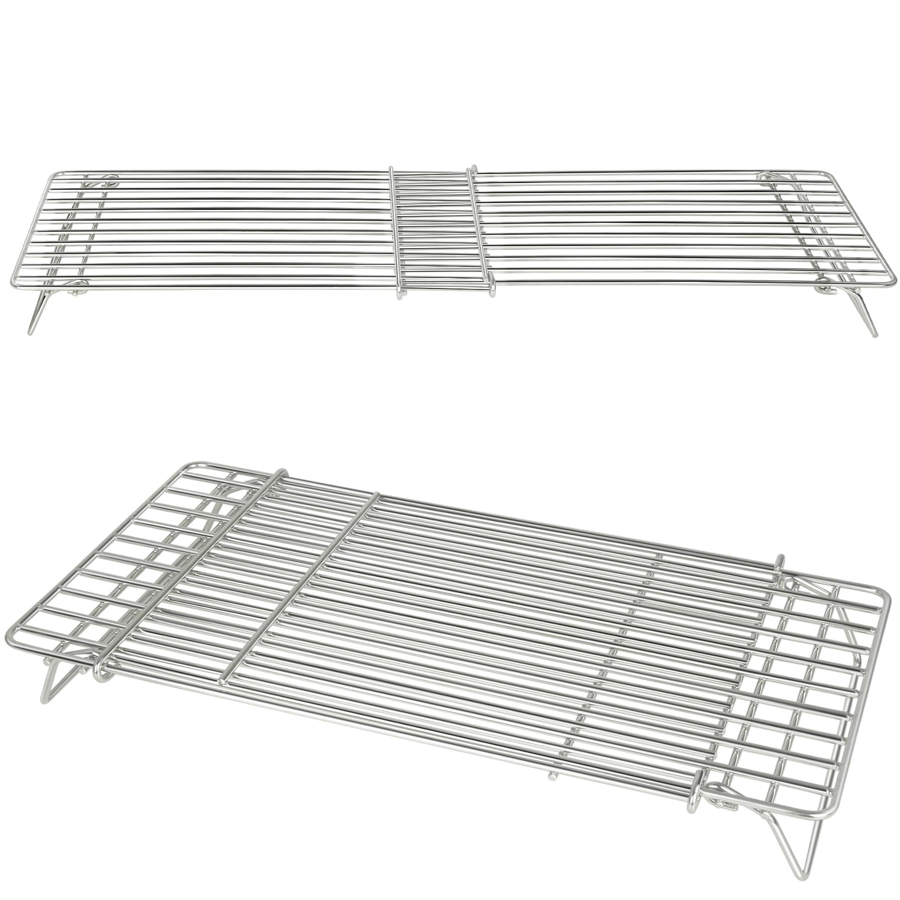 CANDANA Griddle Warming Rack for Blackstone 17 22 28 36 Inch Adjustable Upper Grid Shelf for Weber Pit Boss Nexgrill Charbroil and Most Tabletop Flat Top Grill Parts BBQ Accessories - Pack of 2