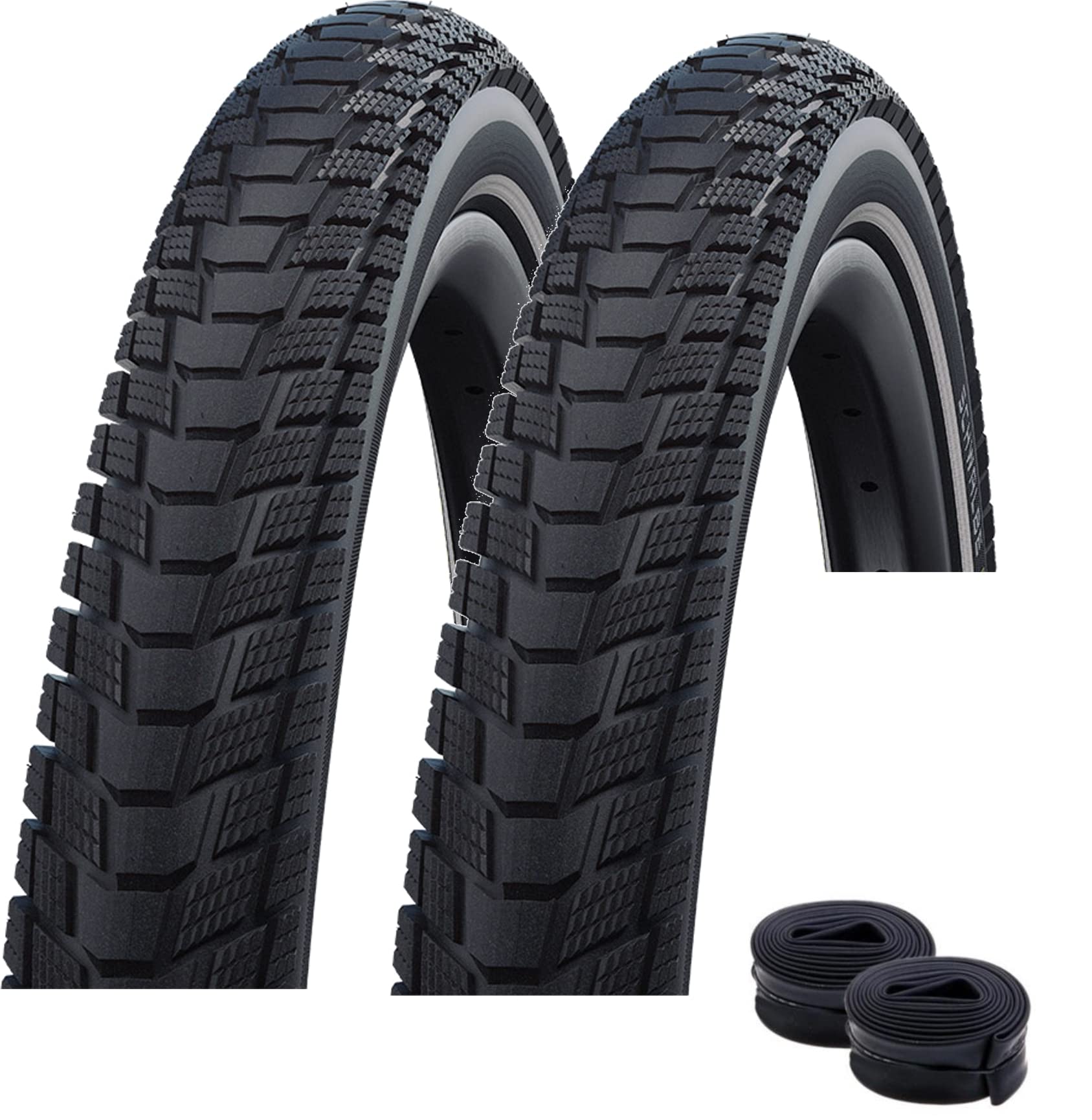 2 x Schwalbe Fahrradreifen Draht Pick Up Performance Schwarz mit Reflex 60-406 (20 x 2.35) + 2 Schwalbe Schläuche AV7 inkl. Reifenheber