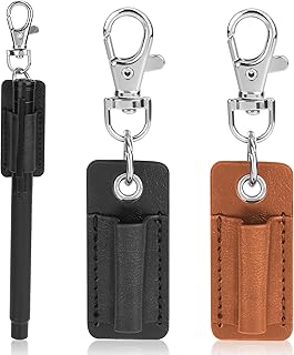 2 Pieces Pen Lanyard Holder Keychain, Anti-Lost Clip for Neck, Portable PU Leather Holder for Clipboard Badge