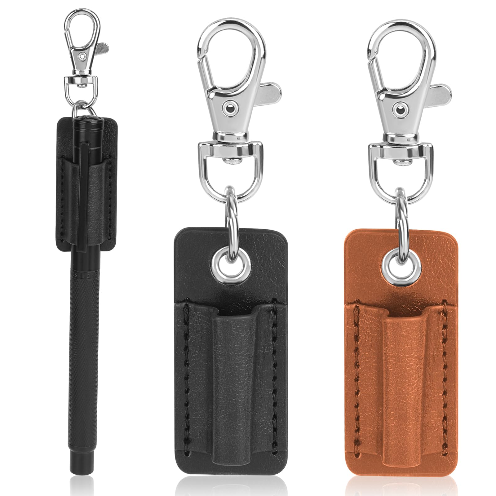 Pen Holder For Badge Reel 1pc Pu Leather Pen Holder Keychain With