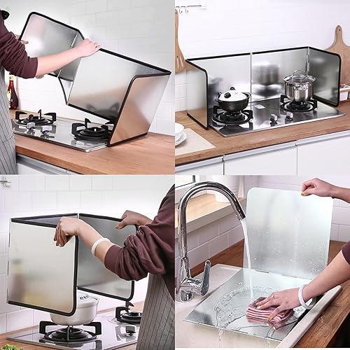 Miniatura 4 de Protector contra salpicaduras de grasa para estufa, protector contra salpicaduras de aceite, protector contra salpicaduras de estufa antiadherente