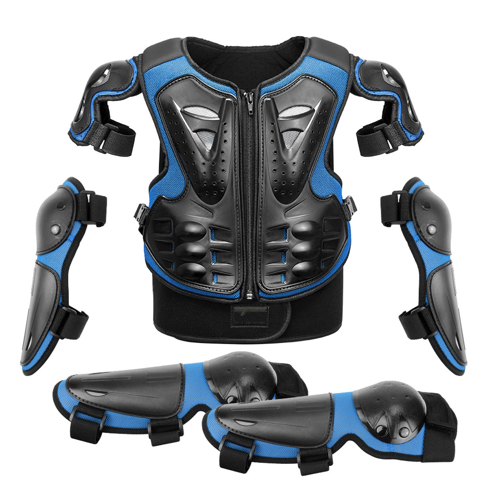 Bambino Giacca Protezione Motocross Pettorale Ginocchiere Gomitiere Attrezzatura Traspirante Regolabile per Dirt Bike ATV BMX MTB Ragazzo Ragazza 4-12 Anni Regalo Avventura