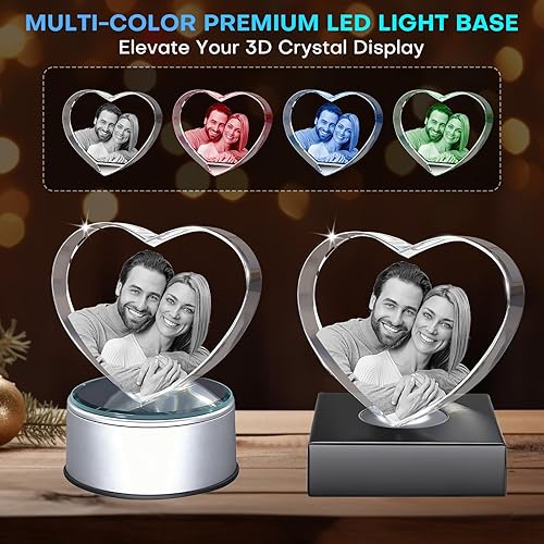 Miniatura 4 de Foto de cristal 3D, regalos personalizados para el día de San Valentín, para mujeres, esposa, mamá y parejas, foto grabada en 3D personalizada en el