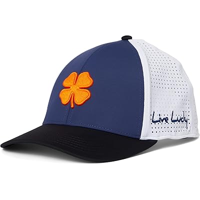 Black Clover Auburn Benchmark Adjustable Snapback Hat navy/black/white laser cut orange 3d clover