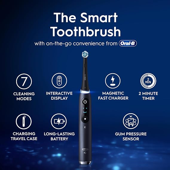 Oral-B iO9 Black Electric Toothbrush + Oral-B iO Assorted Toothbrush Heads x 5 Bundle