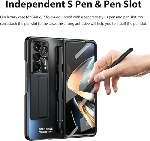 Miniatura 6 de Miimall Funda compatible con Samsung Galaxy Z Fold 4 con S Pen, protector de pantalla frontal integrado + soporte + soporte para bolígrafo, funda de