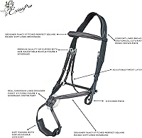 Vista 3 de Exion Designer - Figura 8 de brida inglesa para caballos Cabeza monocrocada ancha anatómica Banda nasal ajustable con almohadilla de mandíbula