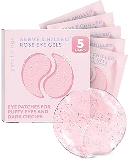 Patchology Serve Chilled Rosé Hydrating Under Eye Patches – Hyaluronic Acid & Antioxidant-Infused Eye Masks to Reduce Dark Circles, Puffiness & Fine Lines - Ideal Skincare Essentials (5 Pairs)