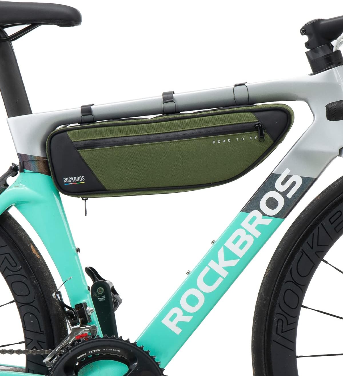 ROCKBROS Bike Frame Bag Bike Bag， 2L Waterproof Bike Top Tube Bag， Road to Sky Series Bike Bag Fits Mountain/Road Bikes