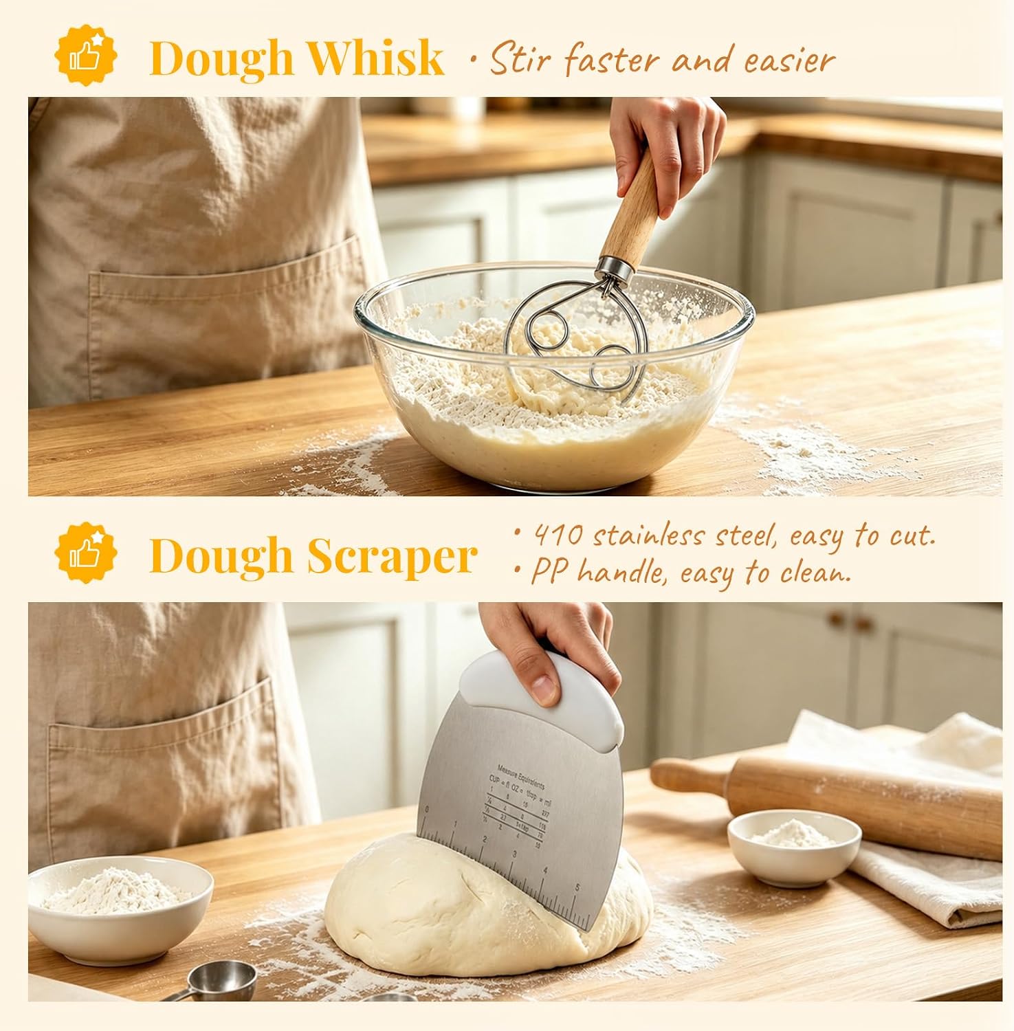 MIAOW Sourdough Starter Kit, Silicone Banneton Bread Proofing Basket