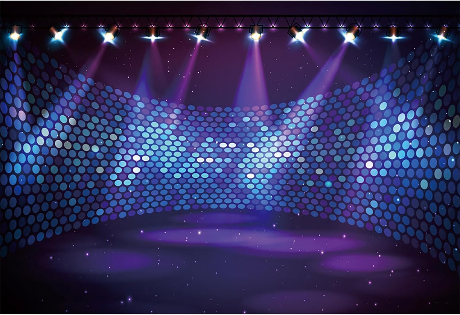 Baocicco 20x12ft Stage Backdrop Purple Spotlight Dance Floor Stage-Lighting Effect Photography Background Talent Show Birthday Baby Shower Discos Graduation Kids Adults Graduates Photoshoot Studio