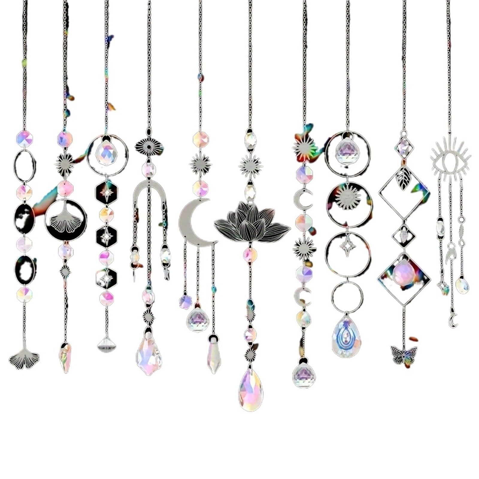 ZUXWUX Sun Catcher 10 Pieces Suncatcher With Chain Ornaments Hanging Rainbow Maker For Windows Indoor(COLOR2)