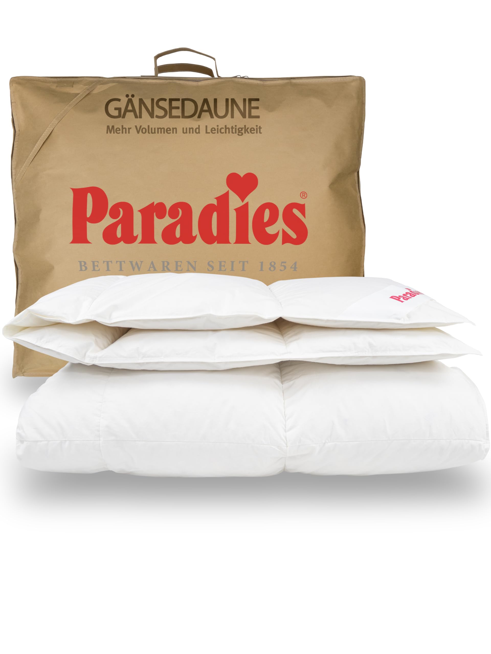 PARADIES Daunendecke 200x200 cm - Gabi 90 Ganzjahresdecke 200x200 cm | 90% Gänsedaunen + 10% Gänsefedern, Füllgewicht: 1.127g, Bettdecke 200x200 Daunen, Made in Germany, leicht & kuschelig