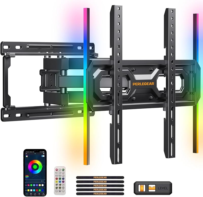 Perlegear PGMF20 TV fali tartó LED világítással 26-65 colos tévéhez, 45 kg terhelhetőség