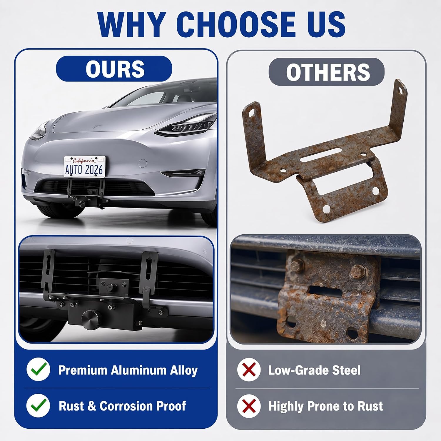 No Drill Front License Plate Holder for 2026 Tesla Model Y Juniper image 5