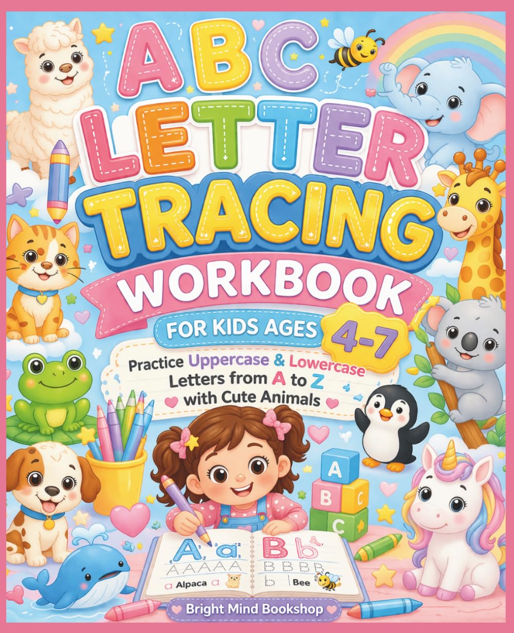 Letter Tracing Workbook for Kids Ages 4-7: Practice Uppercase & Lowercase Letters from A to Z with Cute Animals