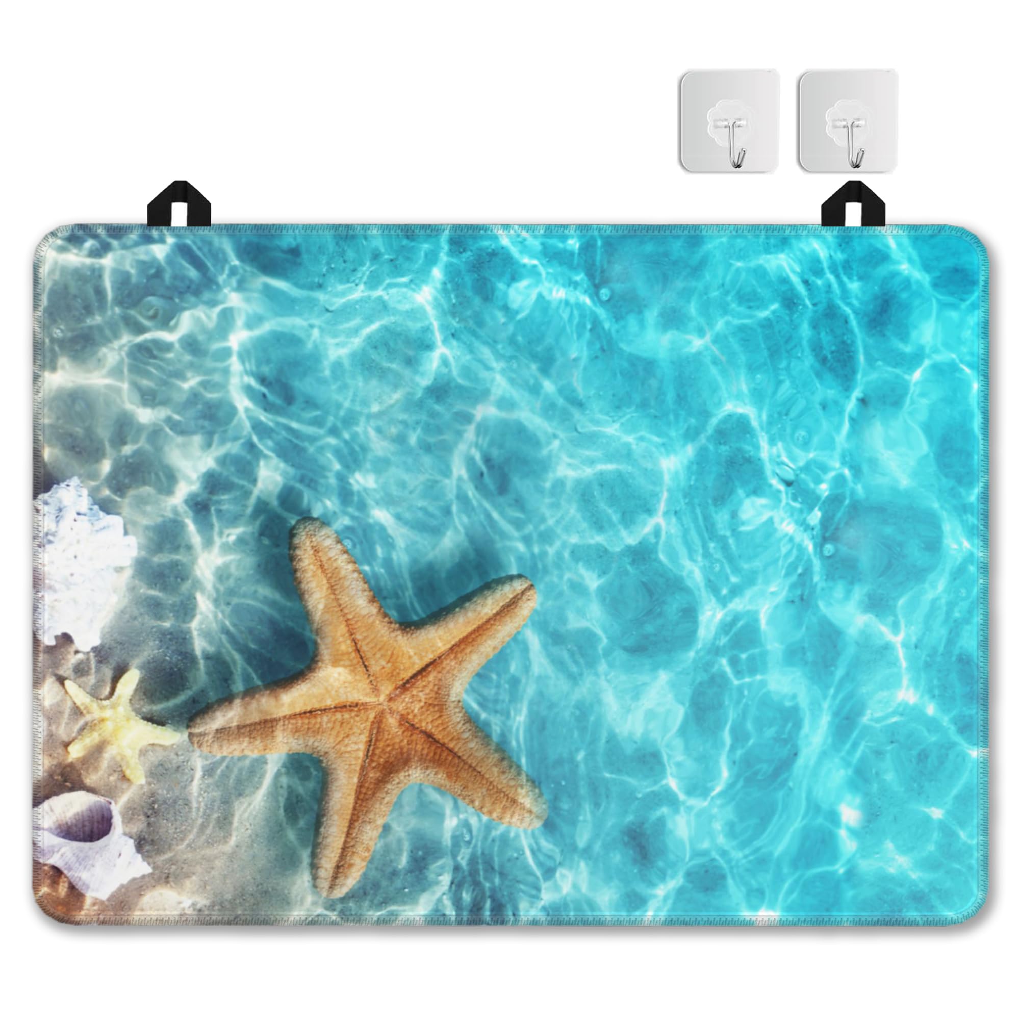 Stove Top Cover for Electric Stove，Christmas Kitchen Decor Starfish Seashell on Beach Extra Thick Natural Rubber Glass Top Protector, Prevents Scratching, Expands Usable Space 28.5'' x 20.5''
