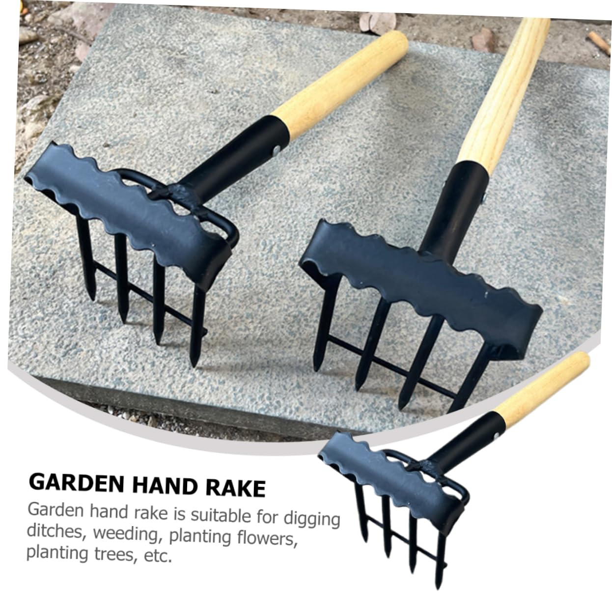 Mipcase Rastrillo de Jardín de Alta Resistencia Rastrillo Pequeño Portable para Jardinería Herramienta para Desmalezado y Casa Aire