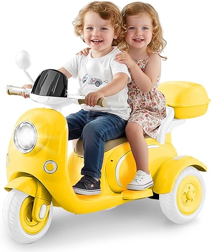 Vista 8 de HEIMILI Motocicleta eléctrica para niños, scooter eléctrico para niños de 3 años, juguete para niñas, scooter de 3 ruedas de 12V para montar