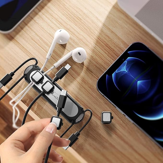 Soporte magnético para cables 6 ranuras autoadhesivo negro miniatura 8