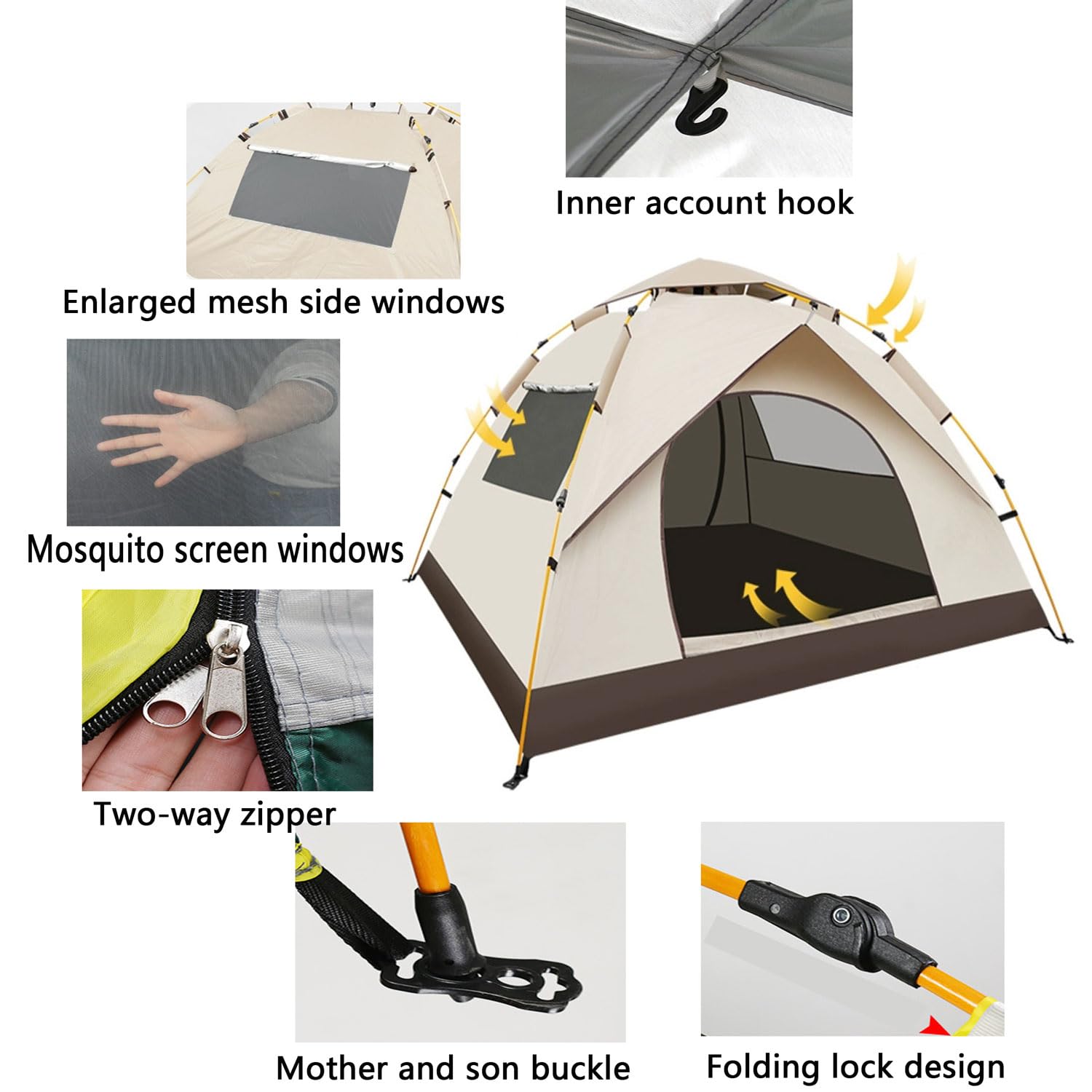Zelt 2/3/4 Person Ultraleichte Campingzelt Leichtes Pop Up Wurfzelt mit Tragetasche 4 Saison Wasserdicht Winddicht Kompakt Kuppelzelt Einfache Einrichtung für Hiking Wandern Camping Outdoor