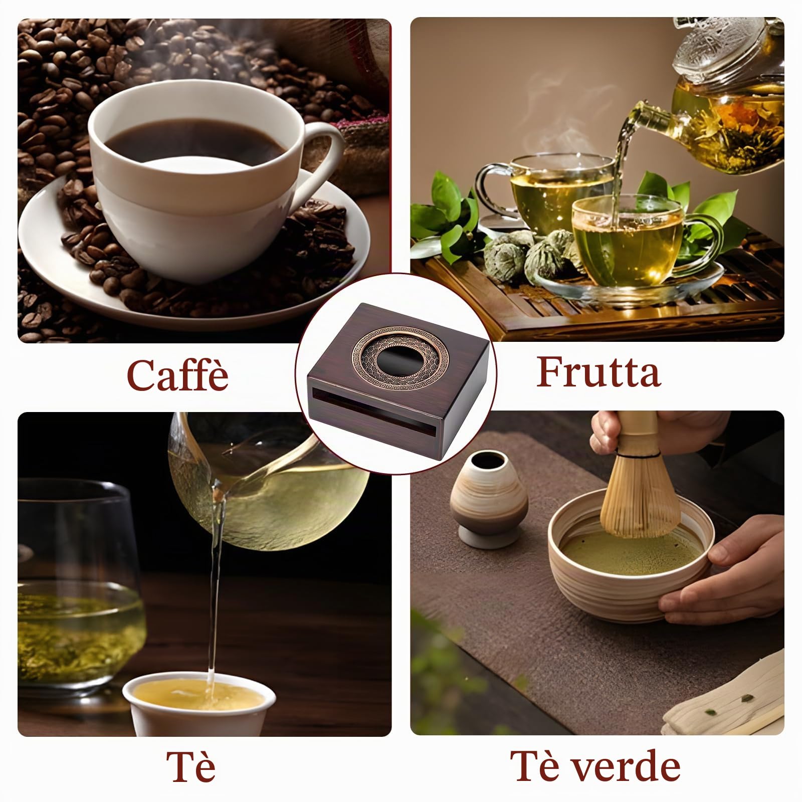 Scalda Teiera in Bambù,Scalda Teiera con Porta Candela,Scalda Tè e Caffè per Isolamento e Riscaldamento,Alta Qualità,Scuro, Quadrato