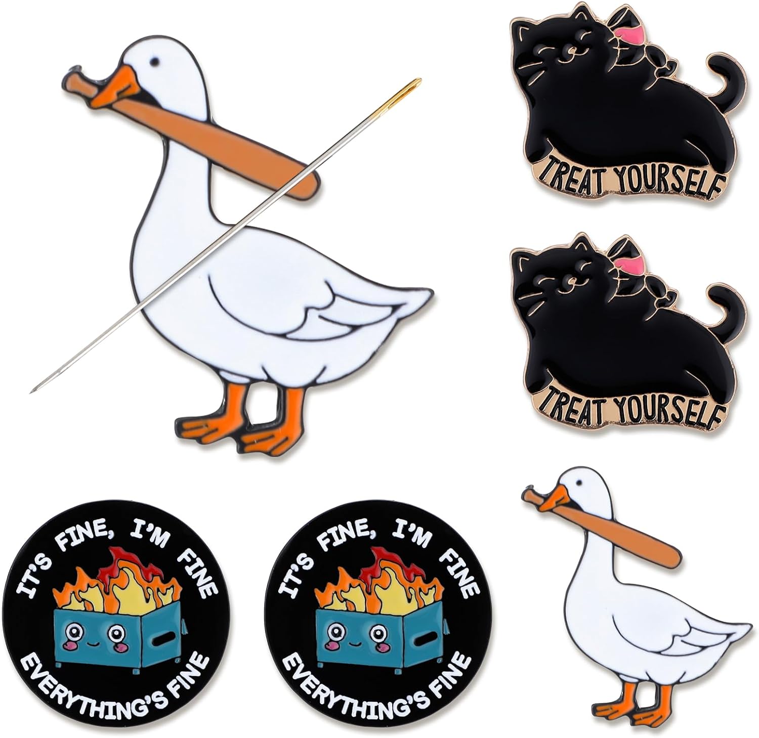 Rivvlive 6 Pcs Funny Magnetic Needle Minder Stabby Goose Needle Nanny Cute Cat Needlework Accessories for Cross Stitch Needlepoint Embroidery Keeping Sewing Pin Holders
