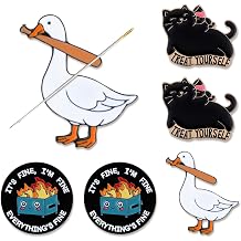 Rivvlive 6 Pcs Funny Magnetic Needle Minder Stabby Goose Needle Nanny Cute Cat Needlework Accessories for Cross Stitch Needlepoint Embroidery Keeping Sewing Pin Holders