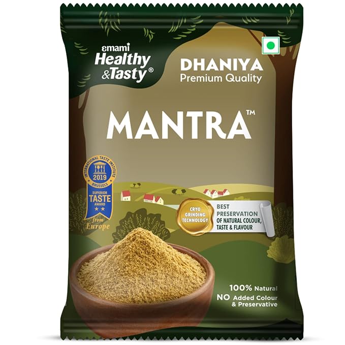 Emami Healthy & Tasty Mantra Dhaniya (Coriander) Powder (100 grams) | 100% Natural | Ground Using Cryo Grinding Technology | Retains Maximum Essential Oils |No Added Colour and Preservatives