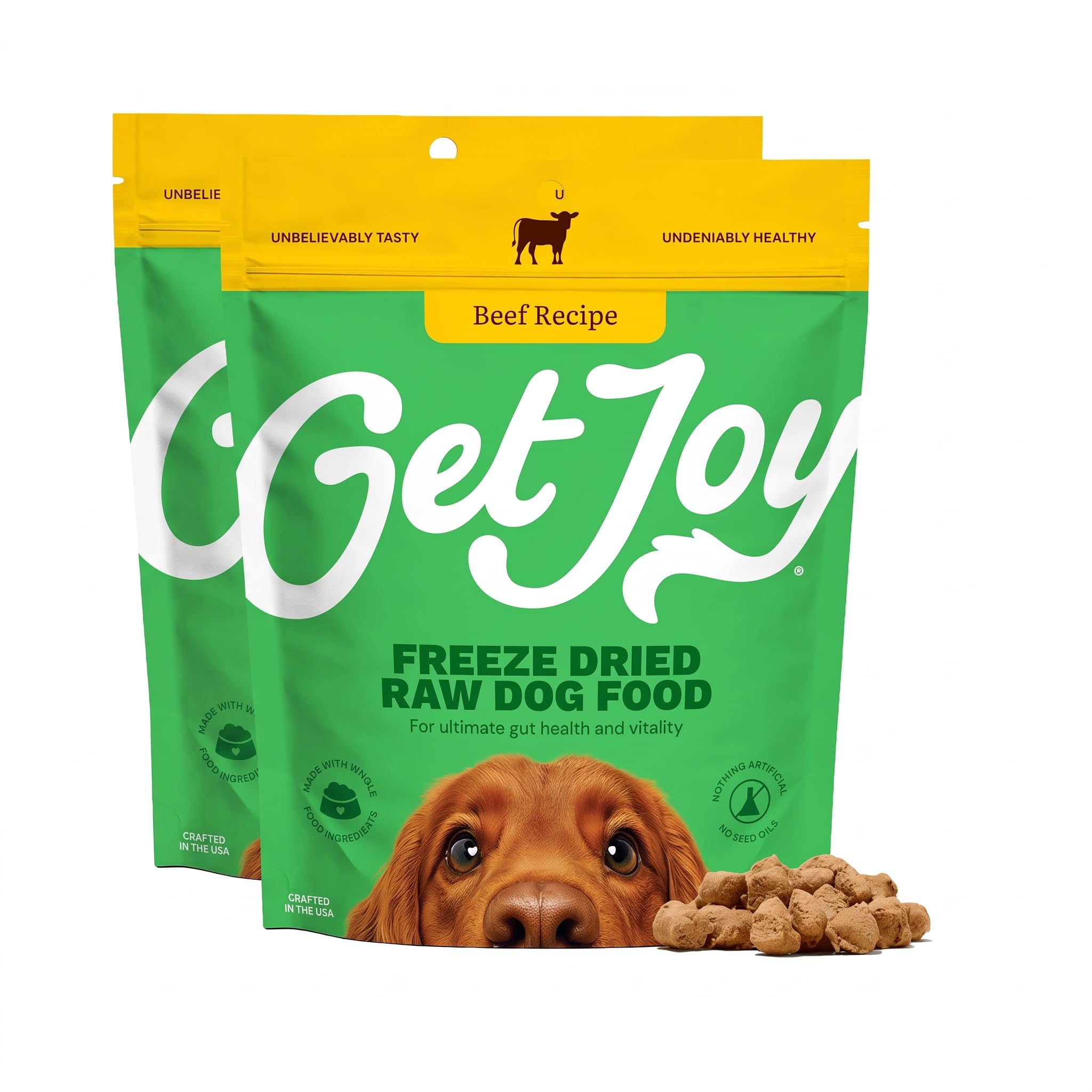 Get Joy Freeze Dried Dog Food, Beef Recipe, 4oz Bag, Pack of 2 | Stock up and save on the recipes your dog already knows. Same formula, fewer deliveries, one simple reorder., Beef, 4 Ounce (Pack of 2)