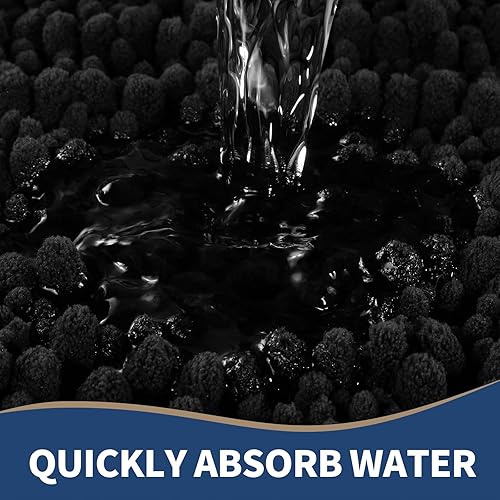 Miniatura 4 de Yimobra Juego de 2 alfombras de baño, 44 x 24 + 24 x 17 pulgadas, tapete de baño de felpilla extra suave y grueso, antideslizante, absorbente de