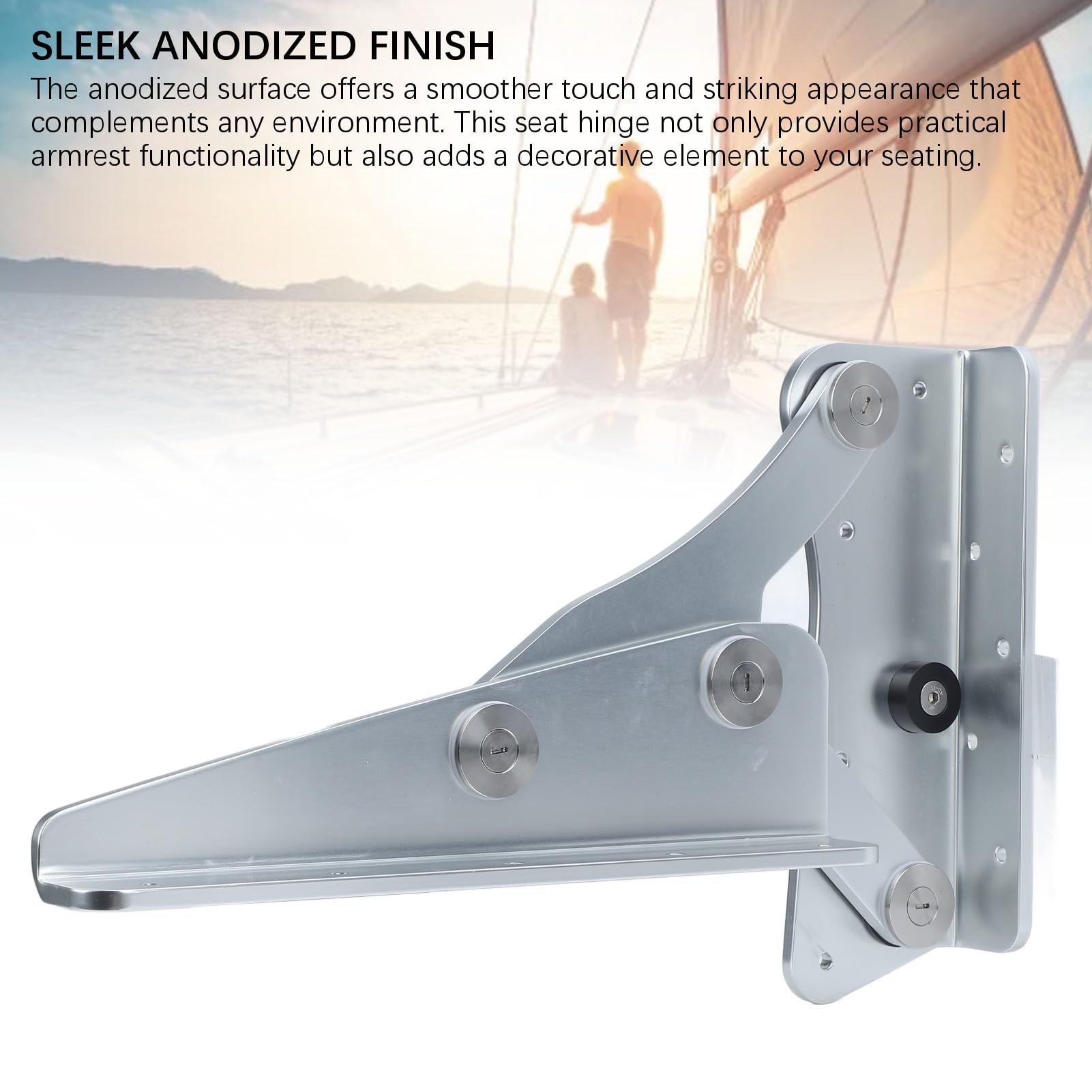 Heavy Duty Aluminum Alloy Folding Seat Hinge Pair for Yacht Marine - Anodized, Anti Pinch Design for Improved Safety and Space Saving Seat Installation