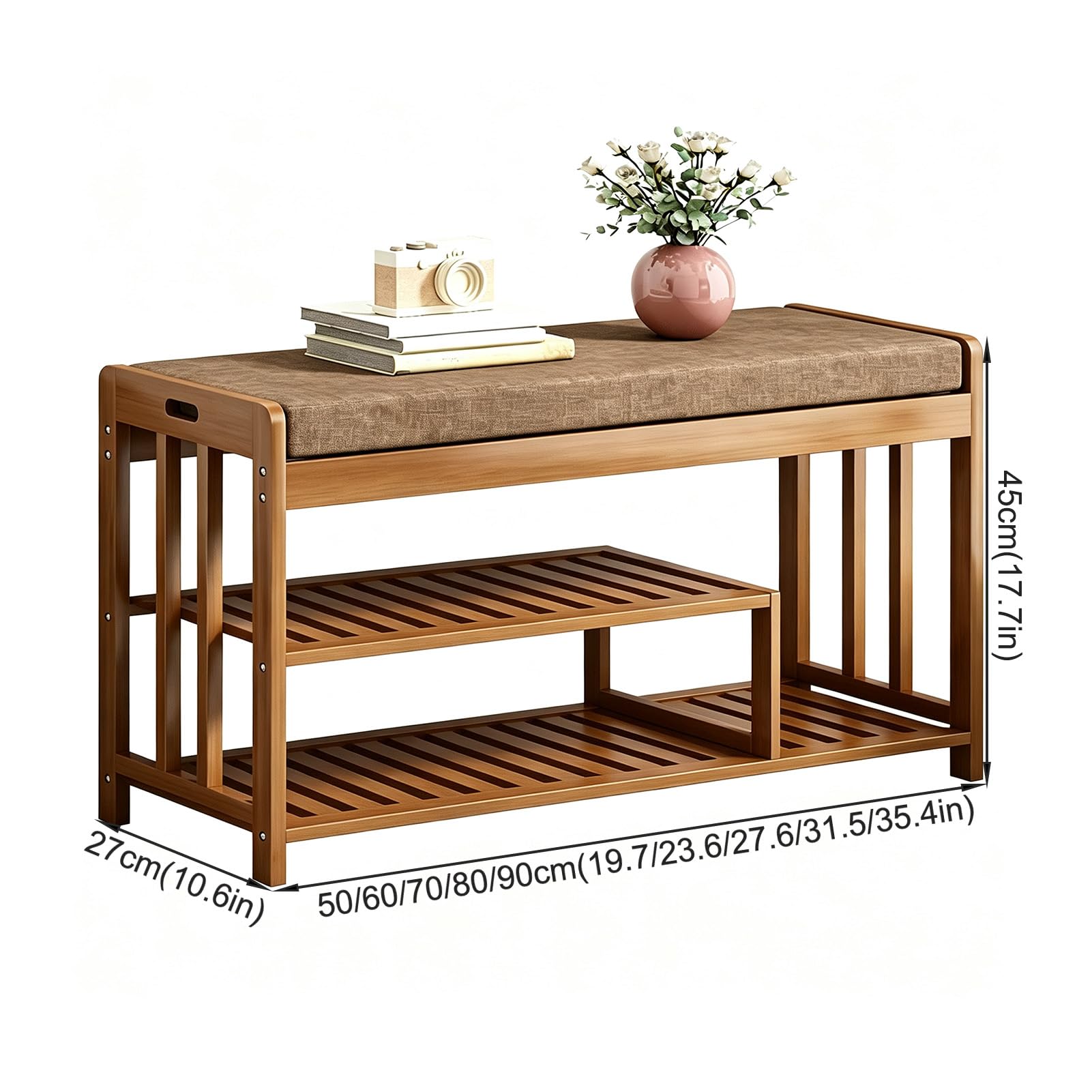 Organizator na buty z bambusa, ławka butów przy wejściu,60cm/23.6in