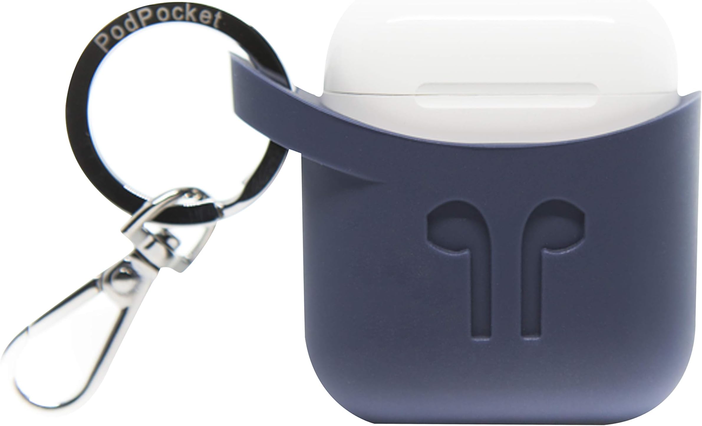 PodPocket Scoop AirPod Storage Case with Protective Translucent Silicone and Impact Protection Indigo Blue