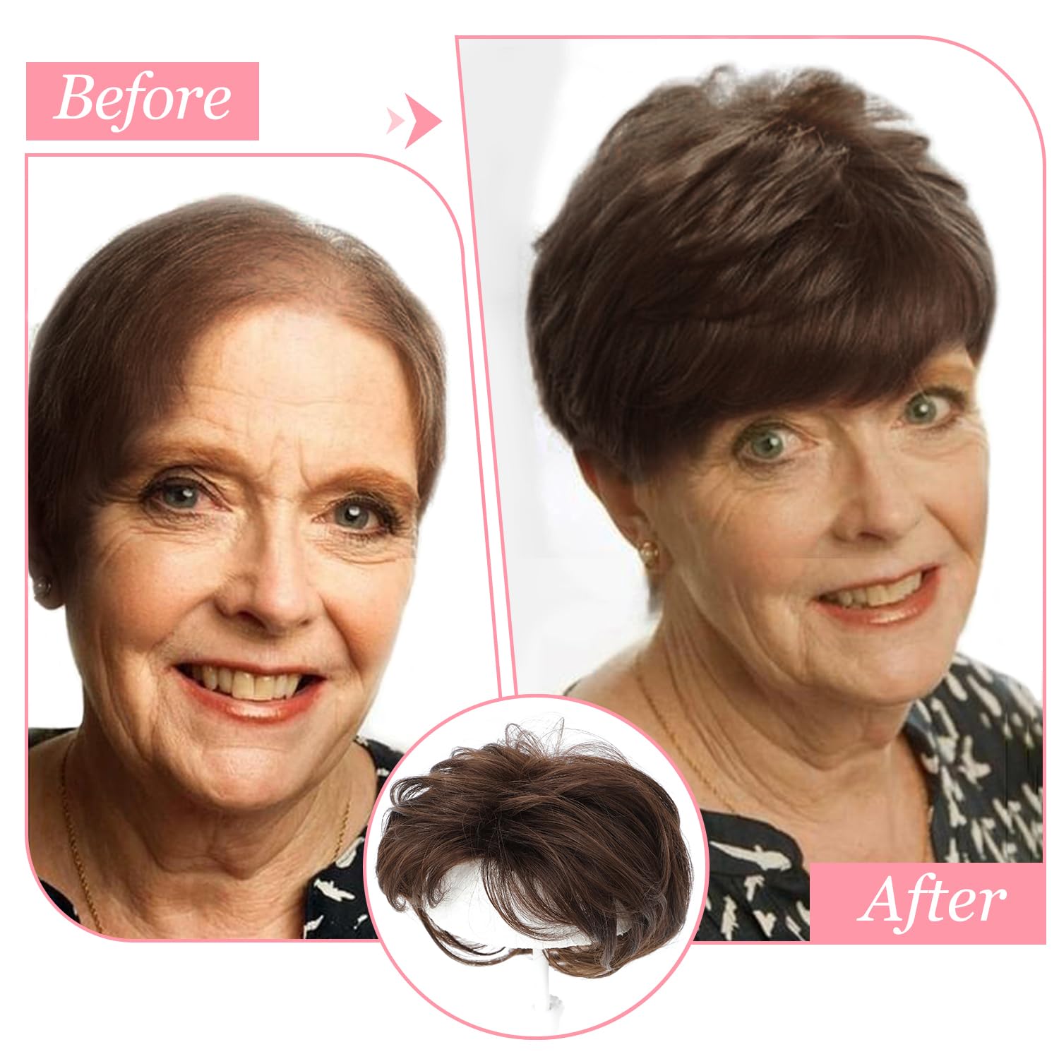 UDU Short Pixie Cut Hair Topper for Women Toppers for Women with Thinning Hair, Soft, Lightweight, and Easy to Apply for a Chic Look