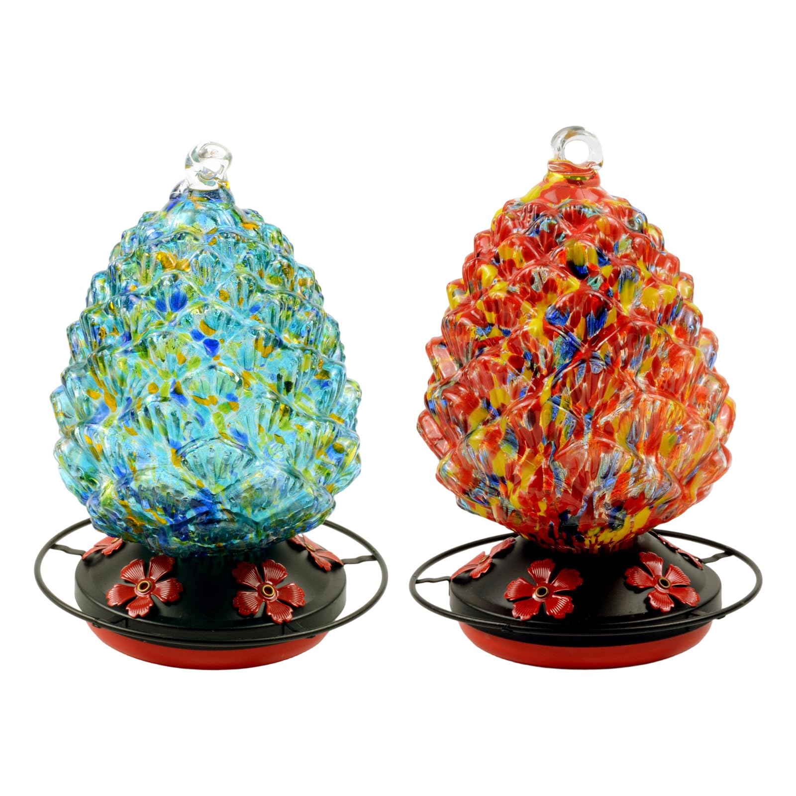 Comedero para pájaros para observadores de colibríes, Colgante de con Base de Metal y Soporte para Percha, alimentador de vidrieras para Patio, balcón, Patio, decoración para Amantes de los de
