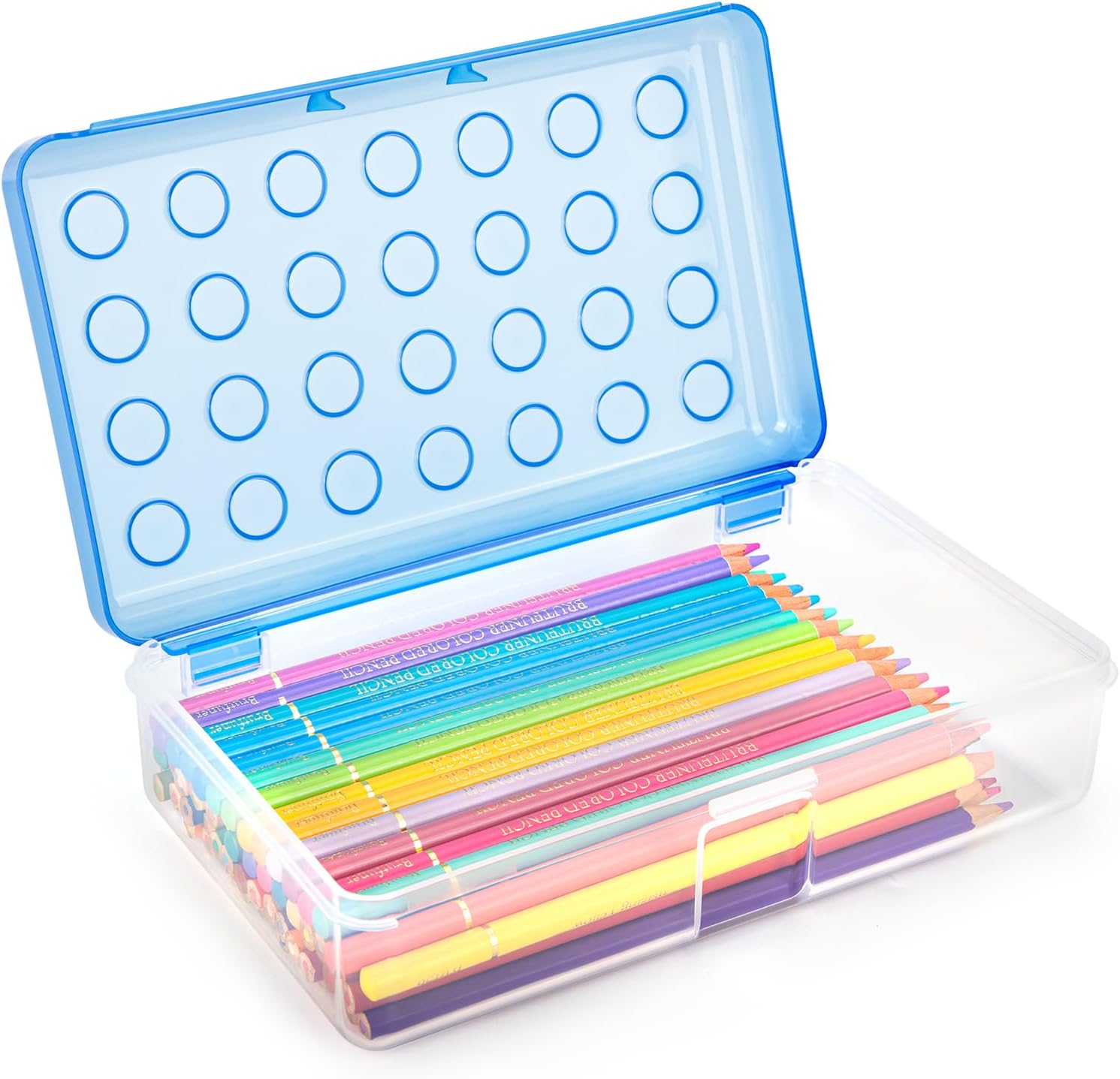 Plastic Cute Clear Hard Polka Dot Colored Pencil Box Case