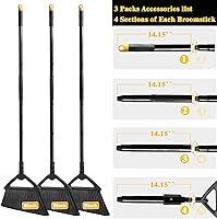 Vista 9 de Escoba comercial resistente, paquete de 3 escobas angulares mejoradas para barrer al aire libre e interior, escobas negras perfectas de la casa, 3 x