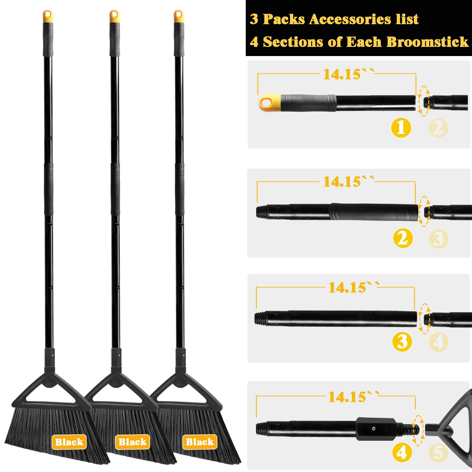 Escoba resistente para exteriores e interiores, escobas angulares comerciales mejoradas, escoba perfecta para casa, cocina, garaje, patio, hormigón