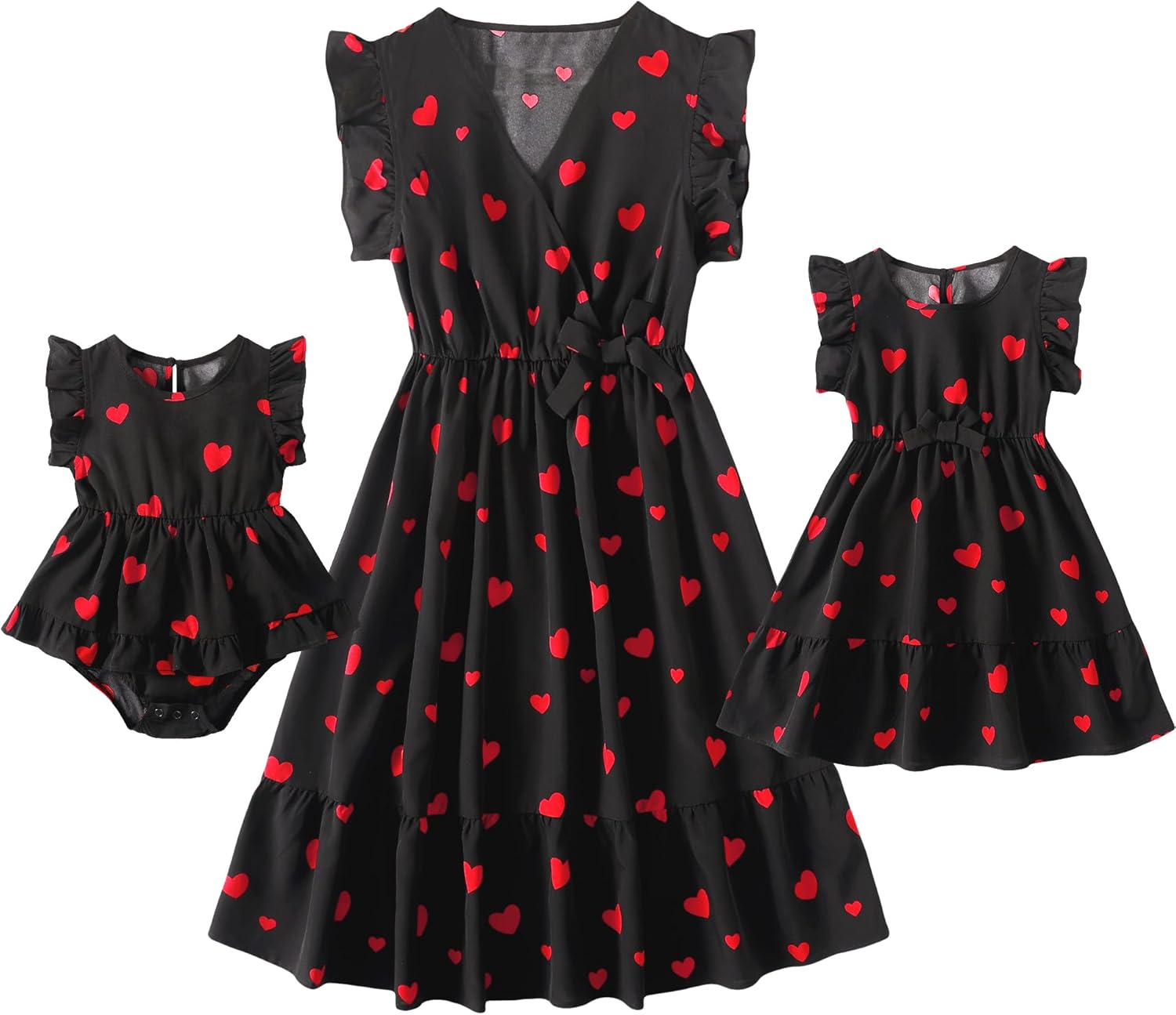 半袖 スプライシングバタフライとフローラルプリントドレス ママと私用