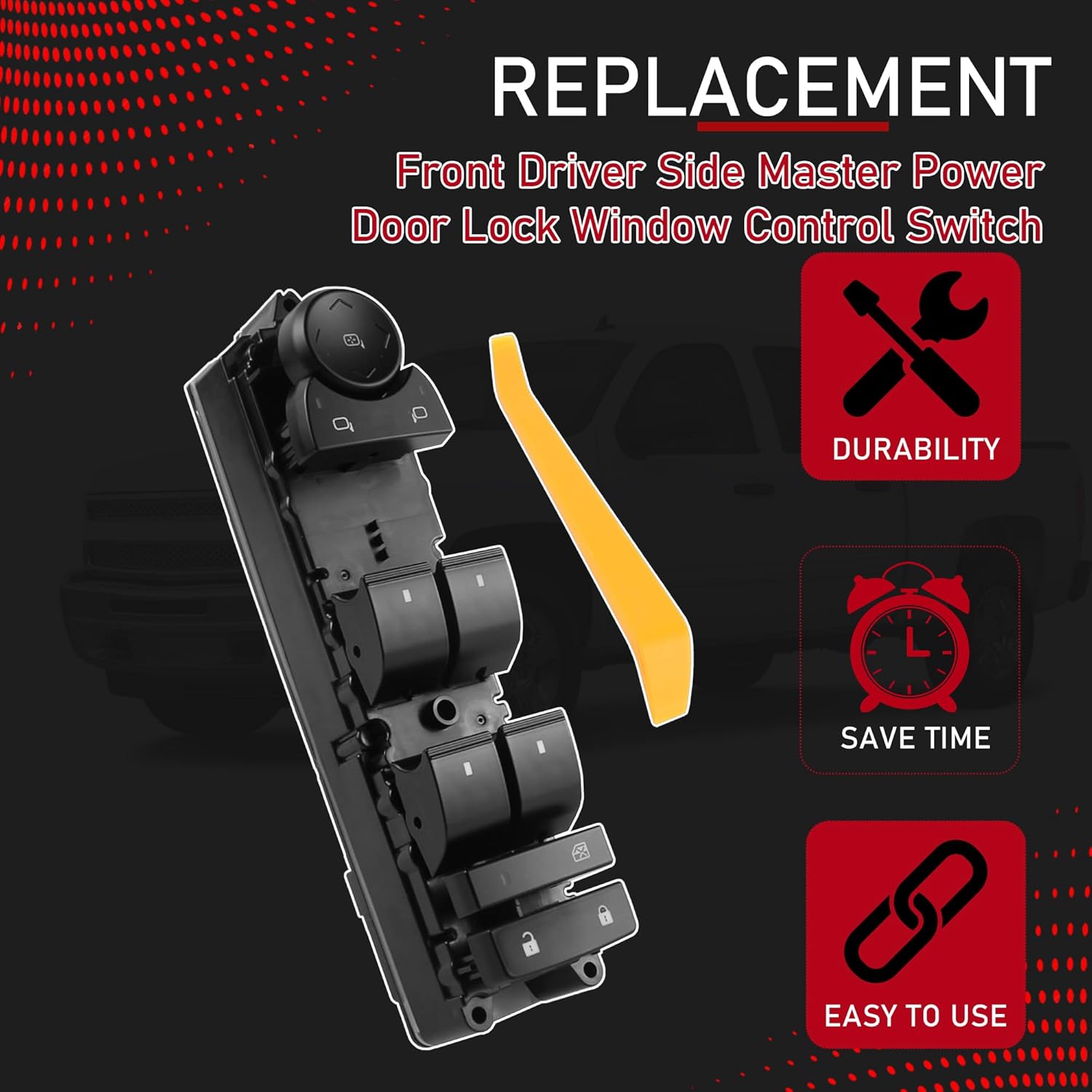 20835552 Front Driver Side Master Power Door Lock Window Control Switch Compatible with 2007-2021 Chevrolet Tahoe Avalanche Silverado Suburban GMC Yukon Cadillac Escalade Replaces 15093439