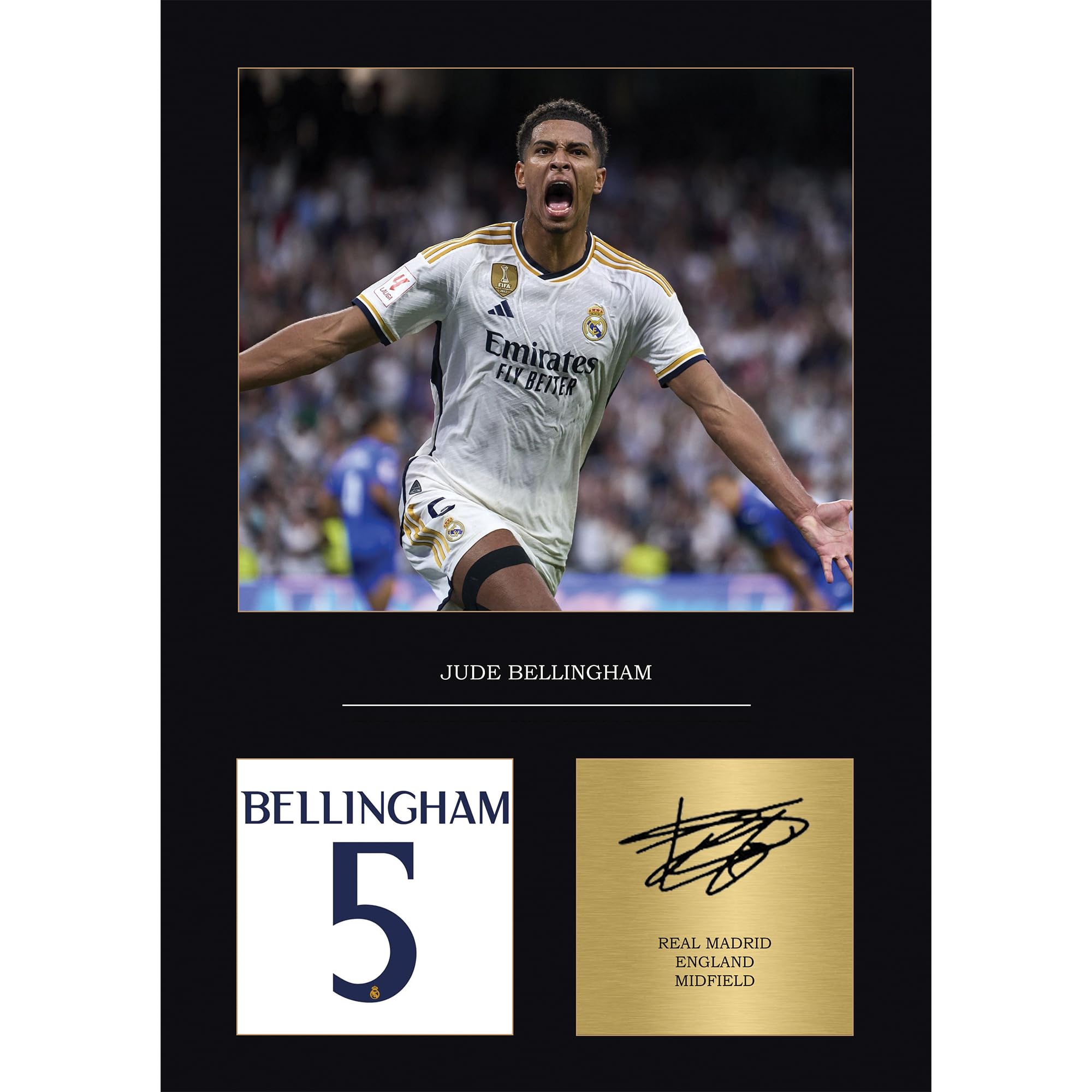 Jude Bellingham Gift Signed A4 Print Display Framed Digitally Reproduced Signature Bellingham Gifts For Boys (Framed)