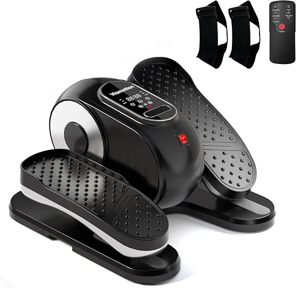 Under Desk Elliptical Machine, Leg Exerciser as Seen on TV While Sitting for Senior with Remote Control, Portable & Quiet Pedal Exerciser with 12 Adjustable Speed, Black