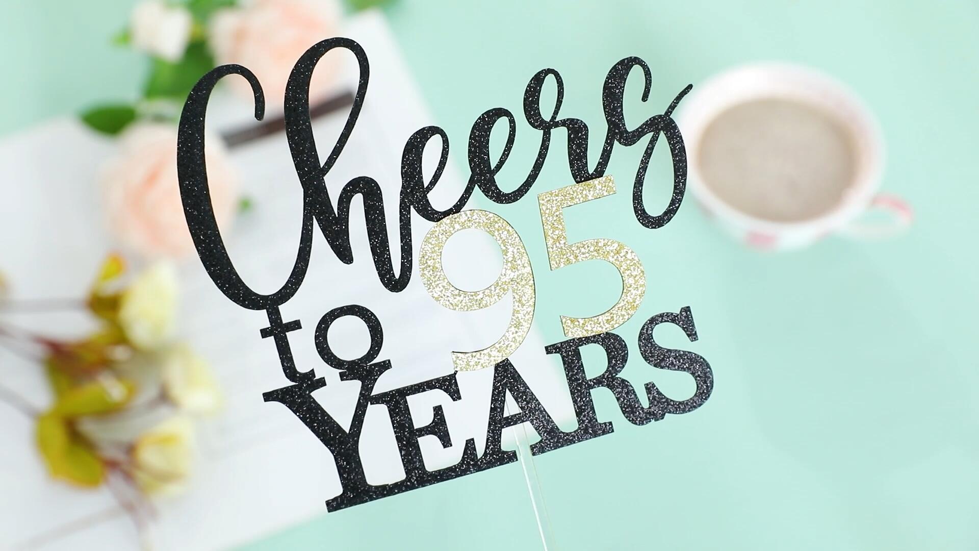 50th Birthday Decorations Kit - Cheers To 50 Years Banner, Cake Topper & Garland (Black Gold Glitter)