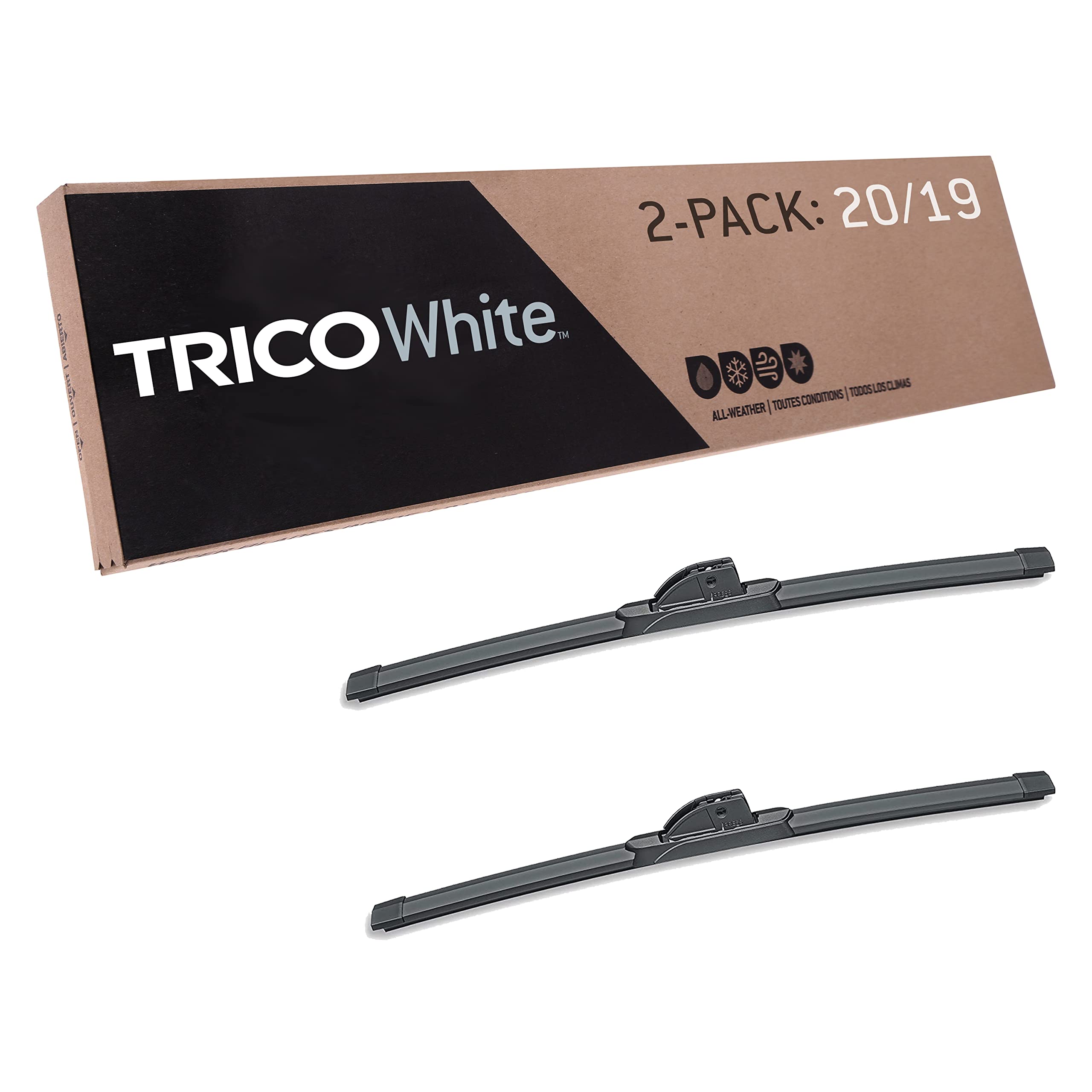 Photo 1 of TRICO White 20 Inch & 19 Inch Pack of 2 Extreme Weather Winter Automotive Replacement Windshield Wiper Blades for My Car (35-2019) 20" + 19" Pair Pack