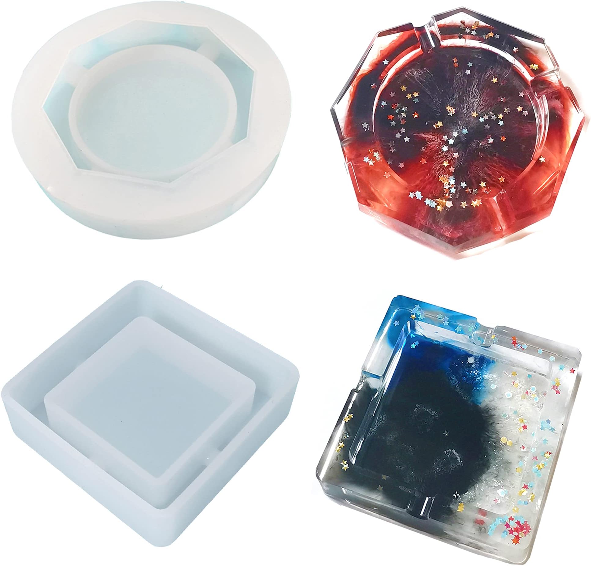 Resin Mold, Silicone Epoxy Resin Molds, Art Mold with Square and Rhombus Shape for Resin Casting, Home DIY Craft Making (Ashtray)