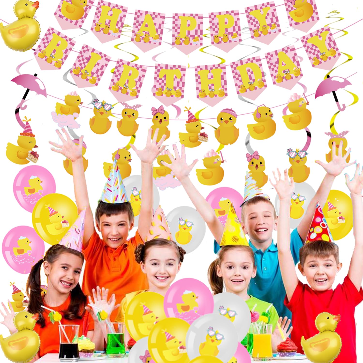 Lot De 32 Décorations Canard Rose – Pour Fête Prénatale, Anniversaire, Suspension